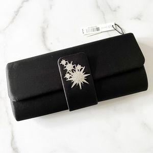 NWT Kate Landry black silver rhinestone stars clutch/shoulder evening purse